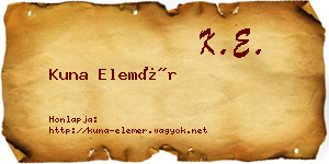 Kuna Elemér névjegykártya